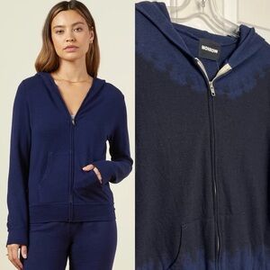 NWT Monroe Black Out Tie Dye Zip Up Hoodie S Navy Blue